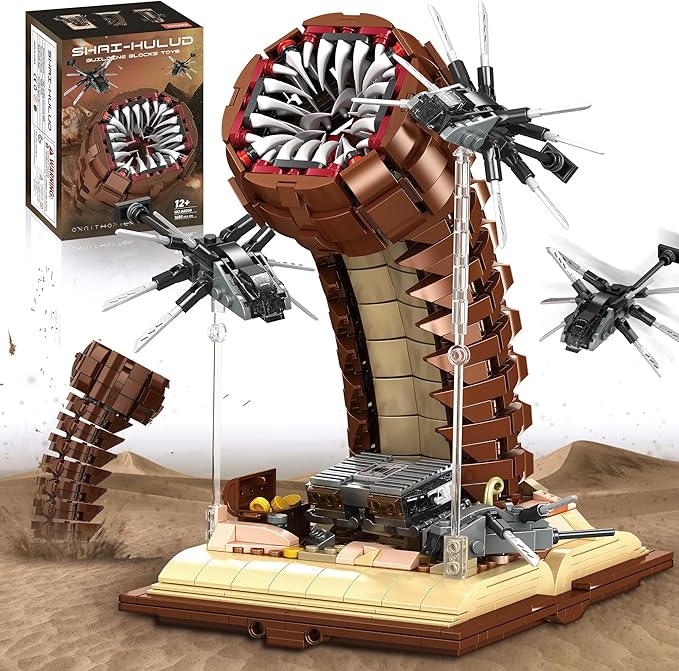 Sandworm Monster Building Blocks for Adults Equipped with Suspended Ornithopter Building Set for Boy 8-12 Classic Movie Construction Building Blocks Toy for Movie Fans 1688Pcs