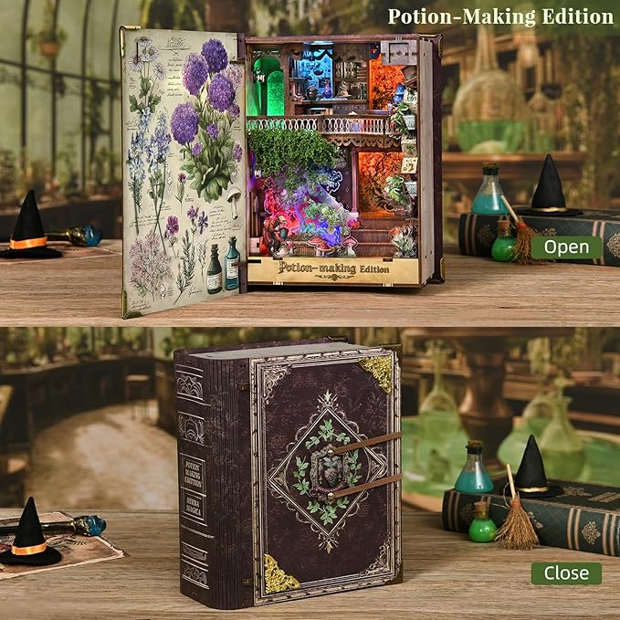 Book Nook KitTiny House Kits to Build to Live inDIY Wooden Crafts for Adults Mini Model Kits with LED Birthday and Valentine's Day Gift for Adults (Potion-Making Edition)