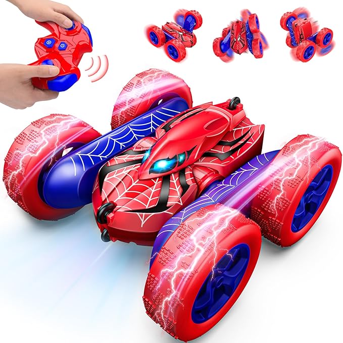 Remote Control CarDouble Sided 360° Rotating 4WD RC Cars Toys for 3-12 Year Old Boys 2.4GHz Electric Rechargeable Race Stunt Birthday Halloween Christmas Easter Toys for Boys 4-6 3-4