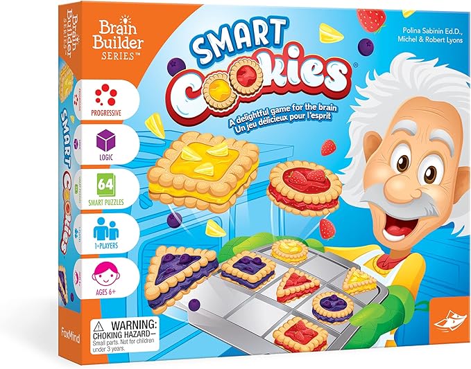 FoxMind Games: Smart Cookies Logic Puzzle Game Deduction Game for Kids Ages 6+ and Brain Teaser Lovers STEM Learning Toy from Brain Builder Series Develops Problem-Solving Skills 1+ Players