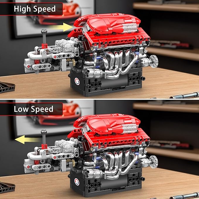 Mould King 10226 V12 Engine Model Kit That Run 12-Cylinder Supercar Engine Building Blocks Sets with Motor Building Your Own Supercar Engine Toy STEM Engineering Toy for Adults(863 Pcs)