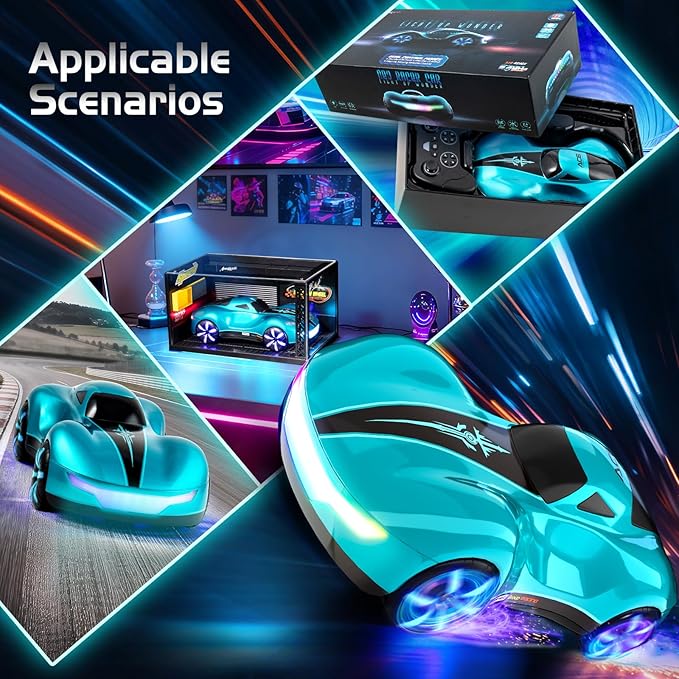 Gesture Sensing Remote Control Car with Display Dust Cover GarageUSB-C Rechargeable Drift RC Stunt Cars with LED Light|Spray|Sound2.4GHz Toy for Kids Christmas|Birthday Gifts for Boys Girls