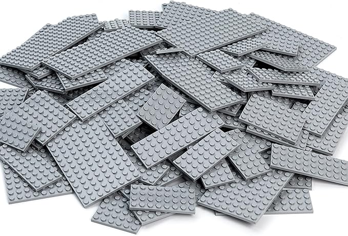110 Pieces Classic Building Plates 11 Sizes Small Baseplates Multipacks - Compatible with All Major Brands Pieces Flat Platform Base for Moc Building Light Grey