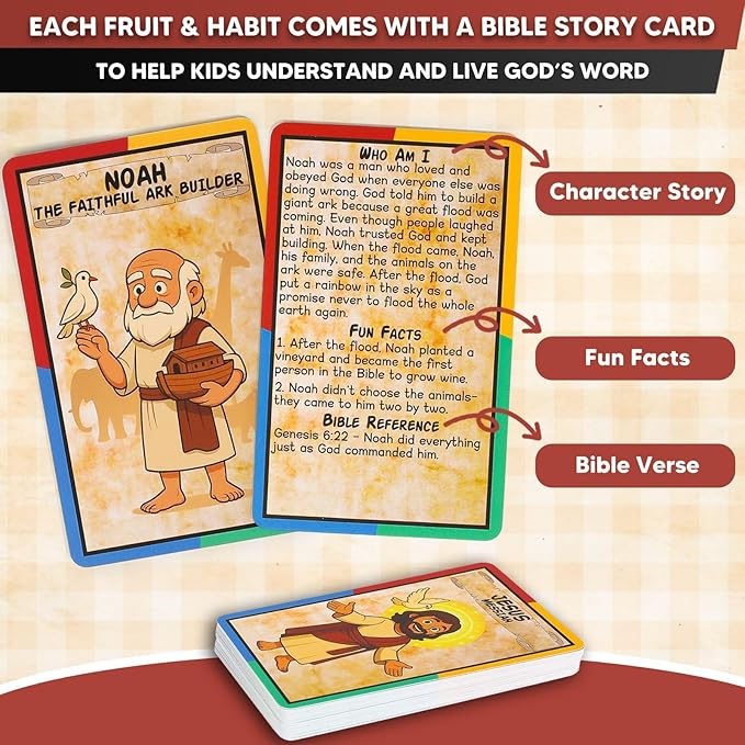 Garybank Bible River and Ladders Board Game for Kids Fruit of the Spirit Games with Christian Virtue Story Cards Bible Study Supplies for Sunday School Youth Group &amp Family Christmas &amp Eas