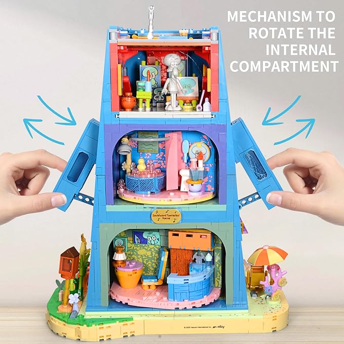 Toy Building Brick Blocks Toys Sets kit Action Figures Pineapple House Patrick Stone Star Home for Boys and Girls Kids Age 2-4 3-5 5-7 8-12 Fans Gift - 1655 pcs