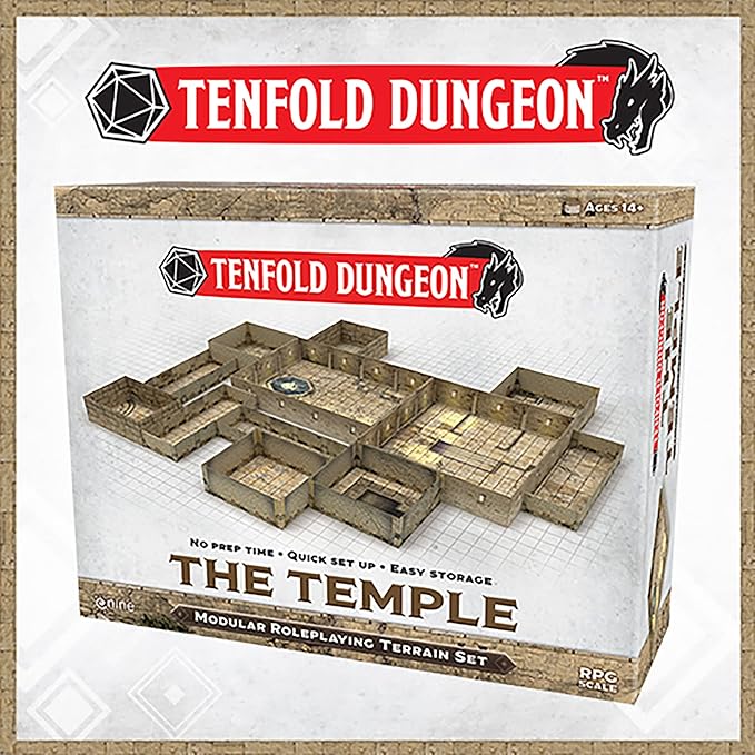 Gale Force Nine Tenfold Dungeon: The Temple - Modular Roleplaying Terrain Set &amp 5e RPG Adventure (GF9TFD04)