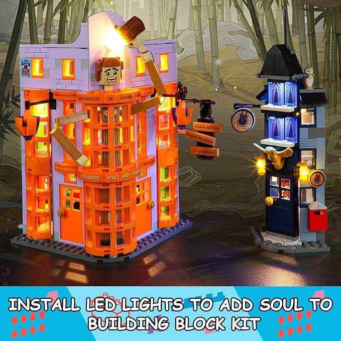 LED Light Kit for Lego 76422 Diagon Alley: Weasleys' Wizard Wheezes Set Compatible with Lego 76422 Building Blocks Model(Not Include Blocks Set)