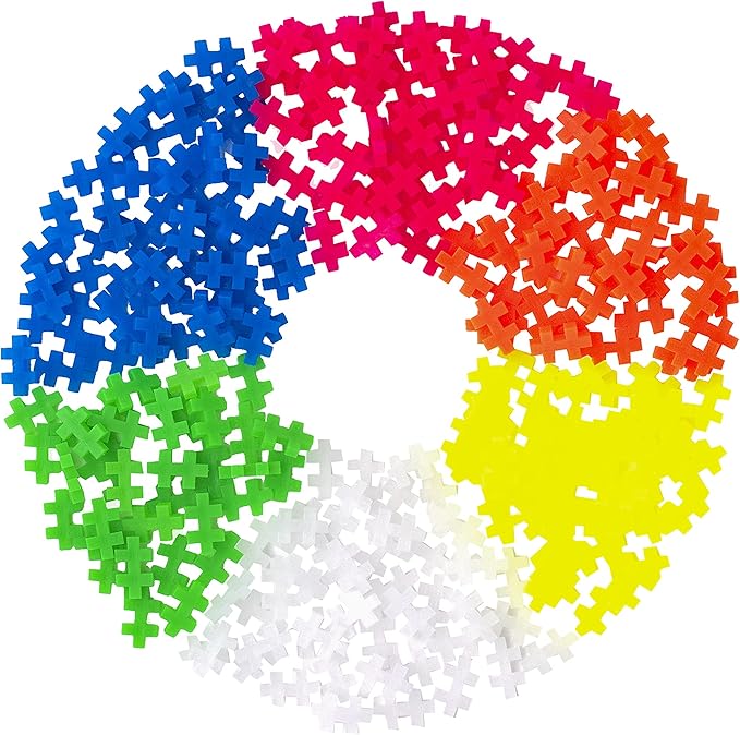 PLUS PLUS 240 Piece Interlocking Building Blocks for Kids Open Ended Connecting Toys STEM Bin Mini Manipulatives - Neon Mix Play Tube &amp Baseplate