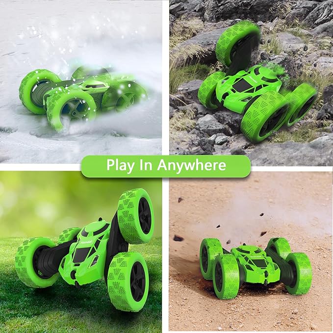 RC Stunt Car for Kids Ages 6–12 Double-Sided Remote Control Car with LED Lights 4WD Electric Toy Vehicle USB Rechargeable Perfect Birthday Holiday for Boys &amp Girls