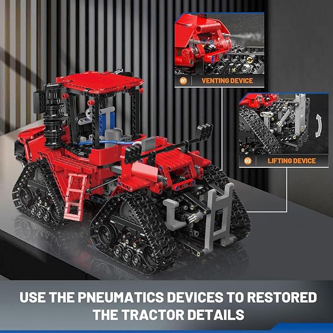 Mould King 18020 Tractor Building Set Remote Control Crawler Tractors Toy with 4 Motors Buildabe Farm Vehicle to Play Construction Car Model for Adults Ideal Gifts (1698 Pieces)