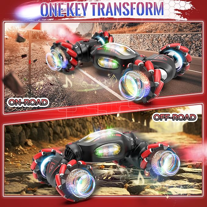 Gesture Sensing RC Stunt Car Toys for 6-12 Boys Girls Birthday Gifts for Kids 2.4Ghz 4WD Hand Controlled RC Car with Light &amp Music &amp Spray Double-Sided 360° Rotating