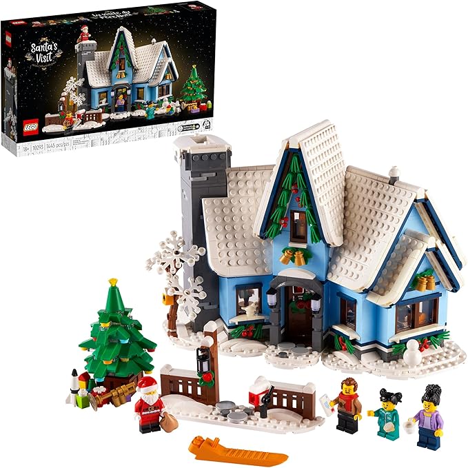 LEGO Icons Santa’s Visit 10293 Christmas House Model Building Set for Adults and Families Festive Home Décor with Xmas Tree Gift Idea