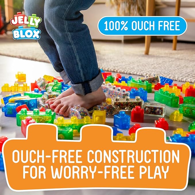 Goliath Jelly Blox Stash 'N Stack 2-in-1 Storage Case | Toddler &amp Preschool Building Blocks Kids Can Squeeze Stretch Squish | MESH ACCREDITED | Safety Tested &amp Ouch-Free | Sensory Play for A