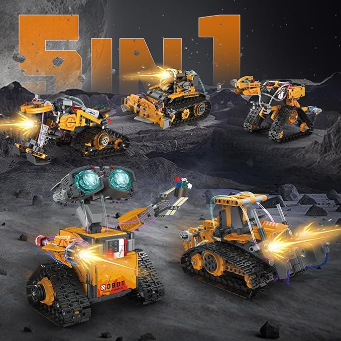STEM Robot Building Kit for Kids – 5-in-1 Remote &amp App-Controlled Wall Robotics Set Engineering Coding Robot Toys Birthday Gifts for Boys &amp Girls Ages 6-12+ (673 PCS)