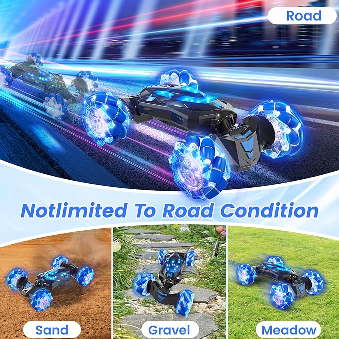 Gesture Sensing RC Stunt Car4WD Drift Hand Controlled 360° Flips Trick Car with Lights &amp Music Toys car is Cool Birthday Gift for Kids Ages 7-12