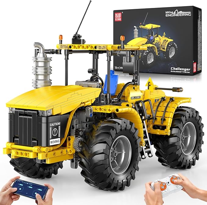 Mould King 17081 RC Technik City Tractor Building Sets MOC Semi Construction Vehicles Farm Sets for Adults 1401 Pieces Remote Control Tractor Model Set for Adult/Collections Enthusiasts