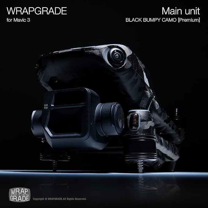 WRAPGRADE Skin Compatible with DJI Mavic 3 Pro (Black Bumpy CAMO)