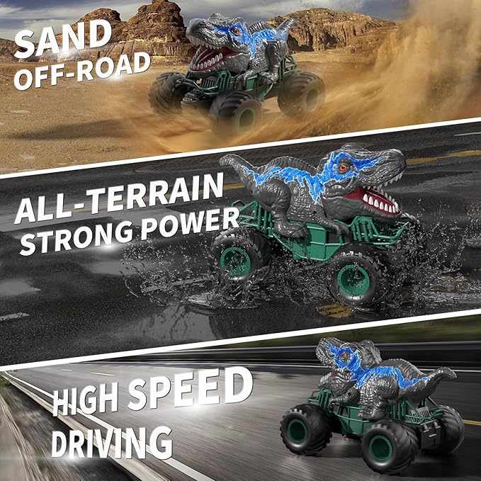 Bennol 2.4GHz Dinosaur Remote Control Cars Toys for Kids Boys 4-7 5-7 8-12 RC Dinosaur Car Toys with Light Sound Spray Indoor Outdoor Toys Gifts for 3 4 5 6 Year Old Boys RC Car Toys for Boy