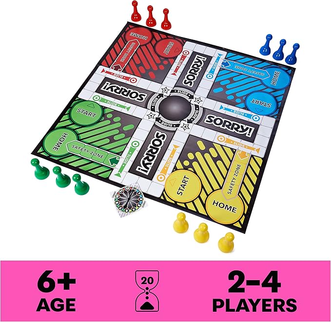 Giant Sorry Classic Family Board Game Indoor Outdoor Retro Party Activity Summer Toy with Oversized Gameboard for Adults and Kids Ages 6 and up