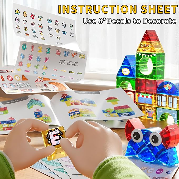 Magnet Toy for Toddlers 3-5 115 Pieces Magnet Building Toys for Kids 4-8 Preschool Educational Christmas Birthday Gifts Toys for Kids Ages 3-5 Year Old Boys and Girls