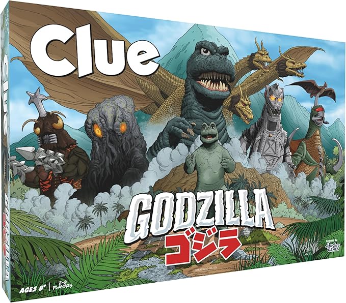 CLUE: Godzilla Board Game Solve Who Kidnapped Minilla Identify Which Kaiju &amp Villain Group are Behind It Explore Iconic Like Monster Island &amp Tokyo Official TOHO Co. Merchandise &amp Coll