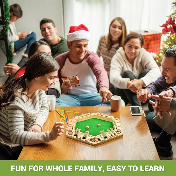 ropoda Shut The Box Game Upgraded 1-6 Player Wooden Board Games for Adult and Kids Shut The Box Dice Game -Addition Training Fun for Family Game Night