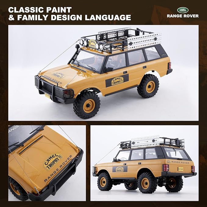 FMS FCX10 1/10 RC Crawler Land Rover Camel Trophy Edition Official Licensed 4WD All Terrain Off-Road RC Truck for Adults High-Detail Scale RC Car with Metal Gears Upgraded Shocks (Range Rover)