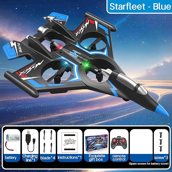 RC PlaneFoam Airplane Toy Drone Remote Airplane Foam Airplanes for Kids Airplanes for Kids Remote Control Helicopter for Boys 8-12360°Flip Fighter Jet with Light (Blue-B)