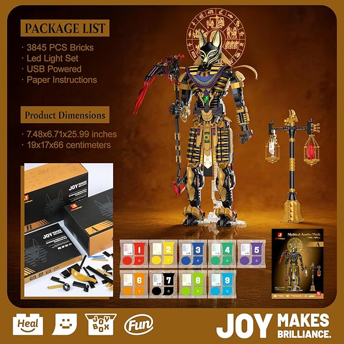 JMBricklayer Anubis Mythical Building Set for Adults Ancient Egyptian God Building Blcoks Collectible Mech Model Kits for Home Office Decor Large Display Statue Gifts for Men &amp Mythology Lovers