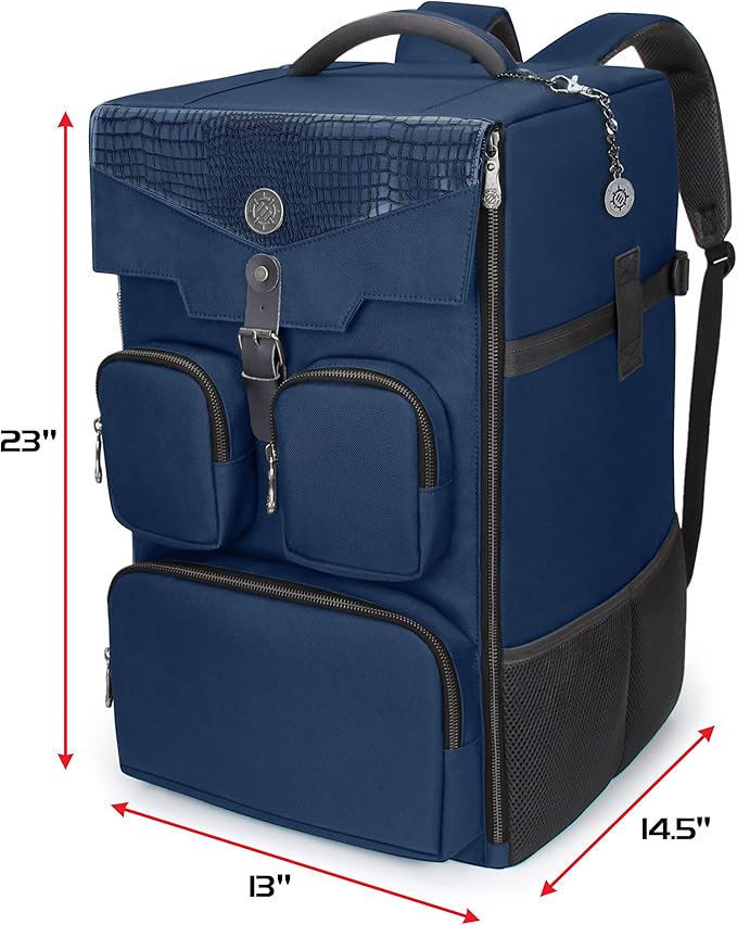 ENHANCE Collector's Edition Board Game Backpack - Reinforced Rigid Board Game Storage with Padded Shoulder Straps Carrying Handle and Accessories Pockets for Dice Card Games More (Dragon Blue)