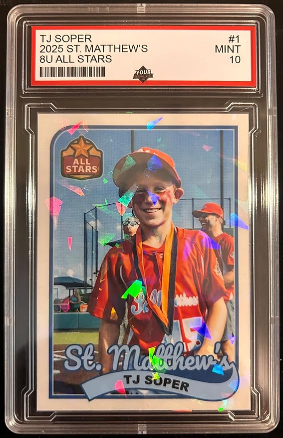 Custom Baseball Cards Personalized Trading Card in PSA Style Holder Holographic Finish + Velvet Bag + Stand Customized Gifts for Baseball Fans or Players