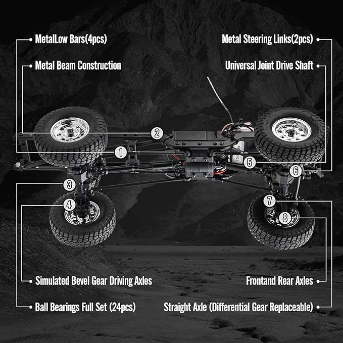 EAZYRC FMS 1/18 FCX18 Chevy K10 RC Crawler RTR with License Red RC Pickup Truck 4x4 Chevy Hobby Grade 2-Speed Transmission Monster Truck for Adults with Led Light (red)