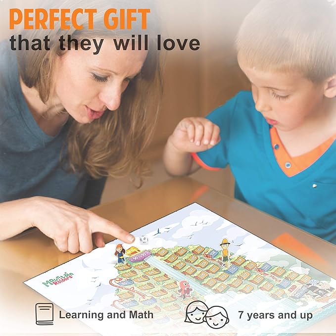 Addition Game - Fun Math Board Game for 7-9 Year Olds Easy Start STEM Toy with Addition of 2 &amp 3 Digit Numbers (Moutain Raiders)