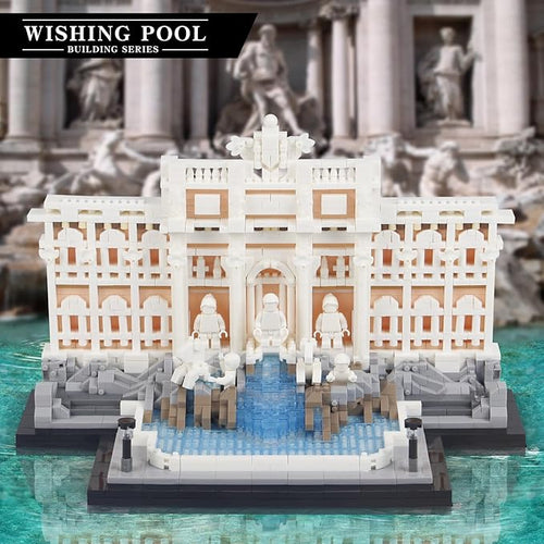 2000pcs Trevi Fountain Archiecture Micro Mini Building Blocks SetCreative Ideals Roman Landmark Model Collection for 14+ Boys Girls or Adults