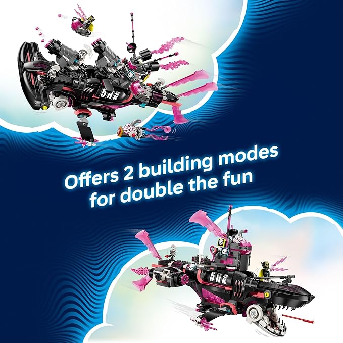 LEGO DREAMZzz Nightmare Shark Submarine Building Toy for Kids - Pretend Play Set &amp Figures for Boys &amp Girls Ages 9+ - Rebuild as a Battleship or Submarine Toy - Gift Idea for Birthdays - 7150