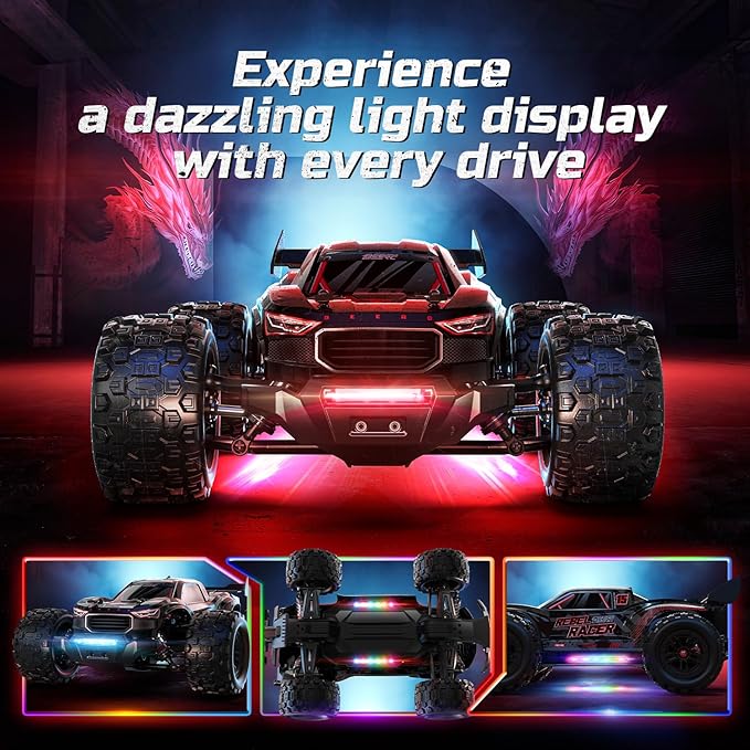 DEERC Fast Brushless RC Car for Adults 1/14 4WD Off-Road Remote Control Car Truck 46+ MPH Waterproof All Terrain RC Truggy with 2X 3S LiPo Batteries