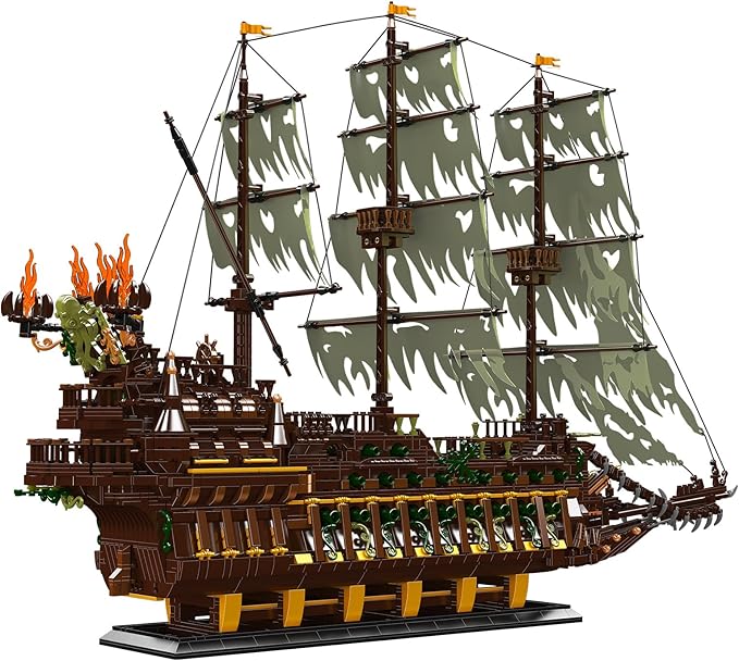 NUTCRACKER Pirate Ship Model Building Set for Adult - Large MOC Dutchman Pirate Ship Home Collection or Display Model Pirate Ship Toy Building Set Christmas Birthday Gift for Adult Teen 14+（3653Pcs