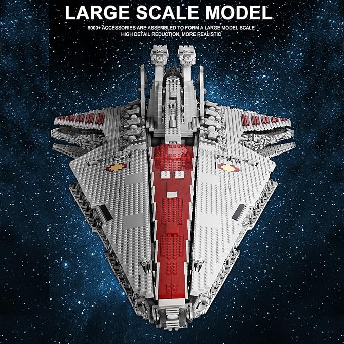 Mould King 21005 Super Star Destroyer Model Venator-Class Republic Attack Cruiser Building Toy 6685+Pcs Buildable Toy Model Gifts UCS Collection Awesome Building Kit for Boys Over 14+