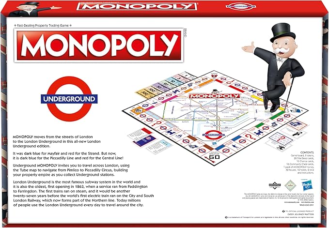 Winning Moves London Underground Monopoly Board Game Oxford Circus Covent Garden Bond Street and Swap Your Way to Success Gift for Children Aged 8+