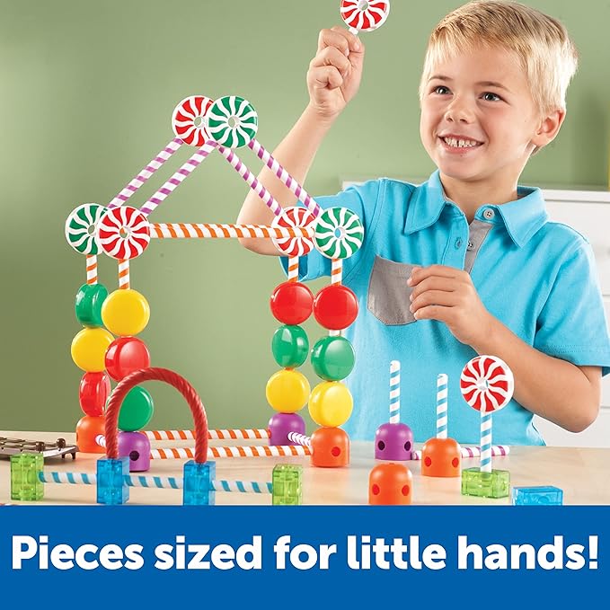 Learning Resources Candy Construction Building Set - 92 Pieces Ages 4+ Fine Motor Skills Toy Toddler Preschool STEM Gifts for Boys