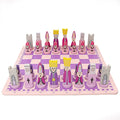 Pink Chess Set Wooden with Board Educational Adults Cartoon Board Game Cute