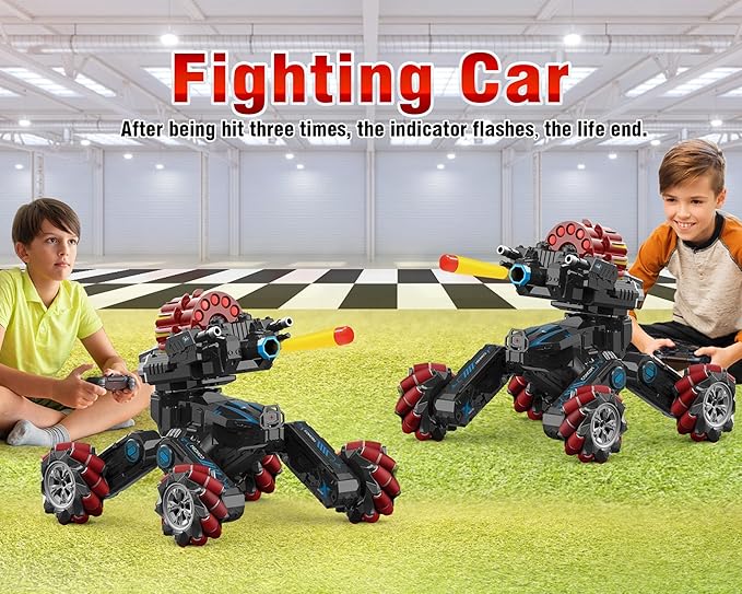 RC Cars-Best Gifts for Boys Age 8-12Big Size DIY Hand Controlled Gesture Sensing Stunt Remote Control Battle Tank Car with Soft BulletsBirthday Presents for Kids 7 8 9 10 11 Year Old