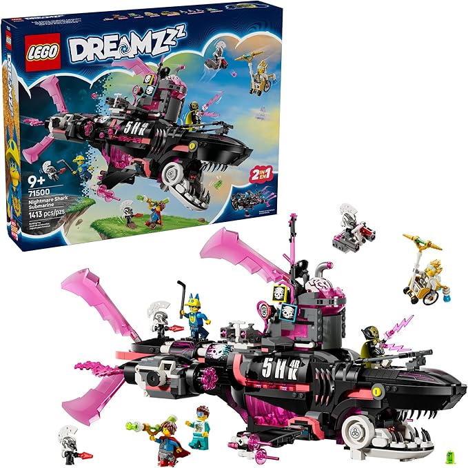 LEGO DREAMZzz Nightmare Shark Submarine Building Toy for Kids - Pretend Play Set &amp Figures for Boys &amp Girls Ages 9+ - Rebuild as a Battleship or Submarine Toy - Gift Idea for Birthdays - 7150
