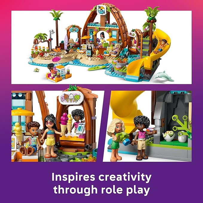LEGO Friends Family Vacation Beach Resort Pretend Play Building Toy - Adventure Storytelling Playset with Dolphin Toys and Sea Turtles - Creative Birthday Gift Idea for Girls &amp Boys 8+ - 42673