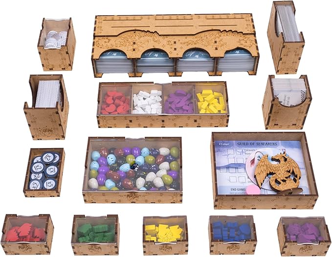TowerRex Organizer for Wyrmspan Board Game Storage Insert for Cards Tokens and Dice Accessories Upgrade Component Trays