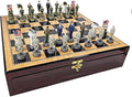 US Military Army vs Air Force Chess Men Set with 17 inch Walnut Color Storage Board
