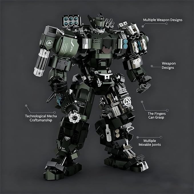 Weapon Mech Building Blocks Set for AdultsCompatible with Lego Mech Robot Model Building Kit for Boys 8-14 Toys for Teens