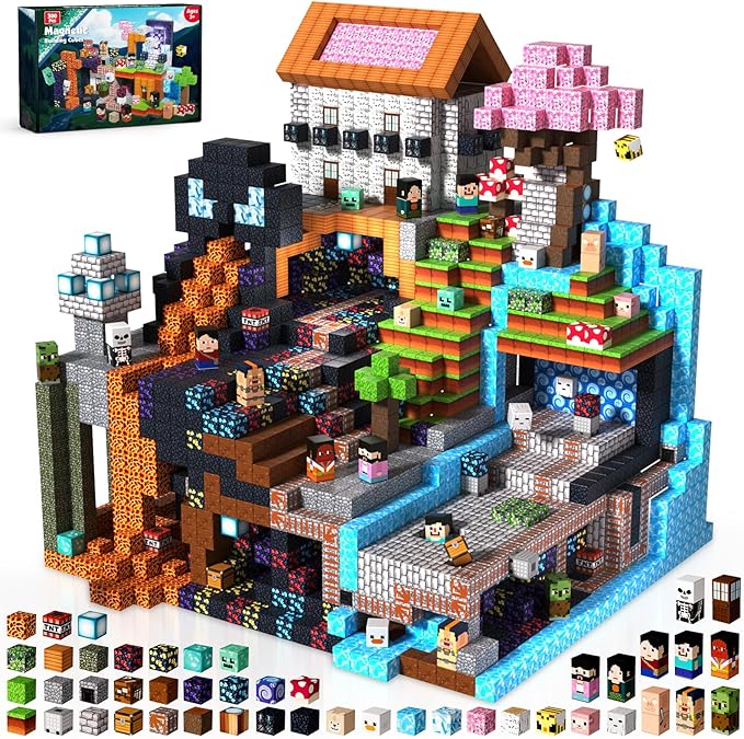 300PCS Magnetic Blocks - Magnet Building Blocks Stacking Magents Cubes Toys Adventure Set Theme STEM Montessori Sensory Toys for Kids Boys and Girls Ages 3 4 5 6 7 8 9 10 Christmas Birthday Gifts