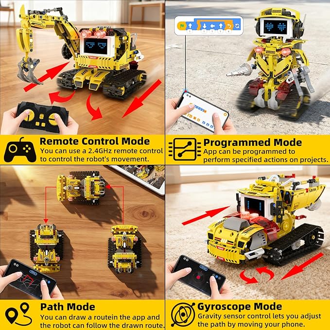 5-in-1 Programmable Robot Building Block Set for Kids Age 6 7 8 9 10 11 12-14 with APP or Remote Control &amp LED Display Screen STEM Educational Gift for Teen Boys and Girls (660PCS)