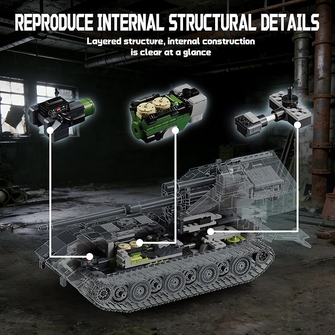 WW2 WT Auf E100 Heavy Tank Destroyer Building Sets Army Military Vehicles Collectible Model for Adults Enthusiasts 2036PCS
